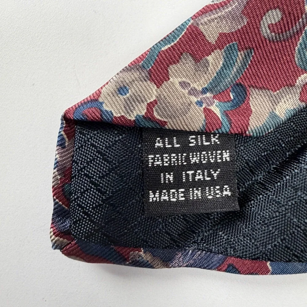 Vintage‎ Christian Dior Monsieur Burgundy Blue Floral Paisley Silk Tie